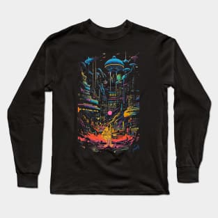 Neon Invasion in the City of Tomorrow Design by gnarly Long Sleeve T-Shirt